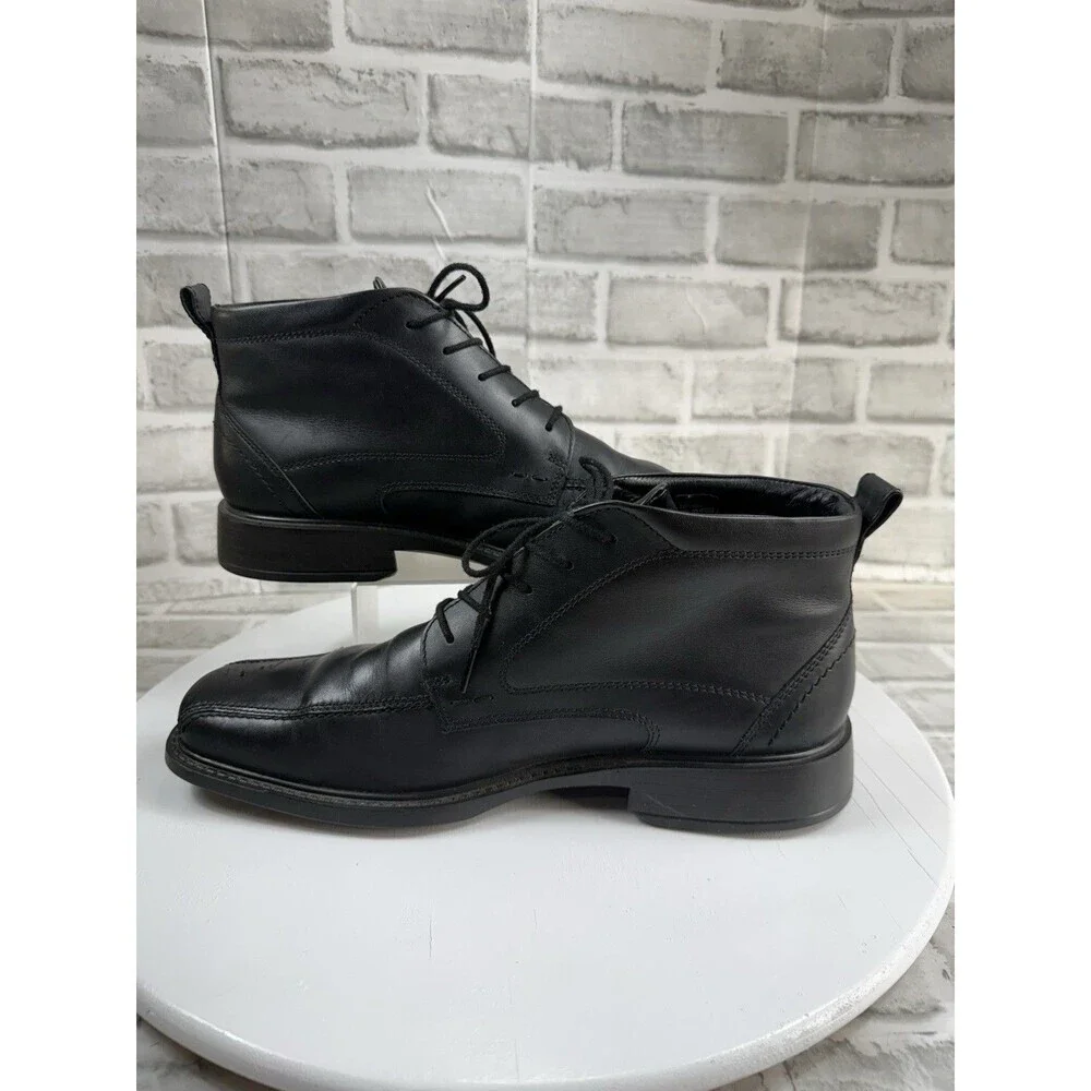 Ecco Gore-Tex Leather Chukka Ankle Boots Lace Up Black Men's EU 45 US 11/11.5
